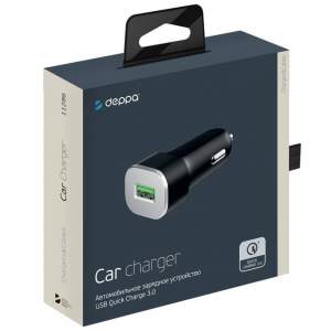 Автомобильное зарядное устройство Deppa USB Quick Charge 3.0 (Черный)