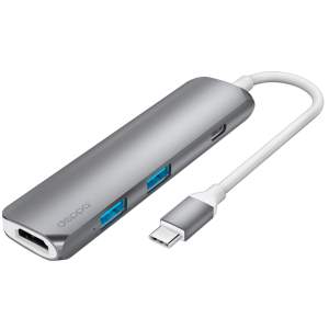 Адаптер Deppa USB-C для Macbook, 4в1 HDMI, Power Delivery, 2 x USB 3.0 (Графитовый)