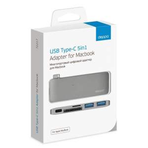 Адаптер Deppa USB-C для Macbook, 5в1 (Графитовый)