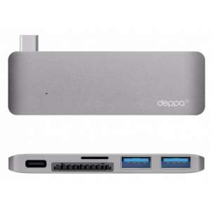 Адаптер Deppa USB-C для Macbook, 5в1 (Графитовый)