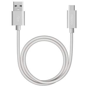 Кабель Deppa USB - USB Type-C 1.2m алюминий/нейлон (Серебро)