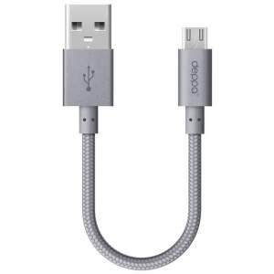 Кабель Deppa USB - micro USB 0.15m алюминий/нейлон (Графитовый)