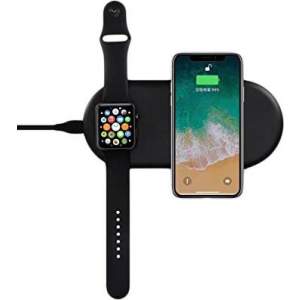 Беспроводное зарядное устройство COTEetCI WS-7 (10W) для Apple iPhone и Watch 2в1 Wireless Dual charger (Черный)