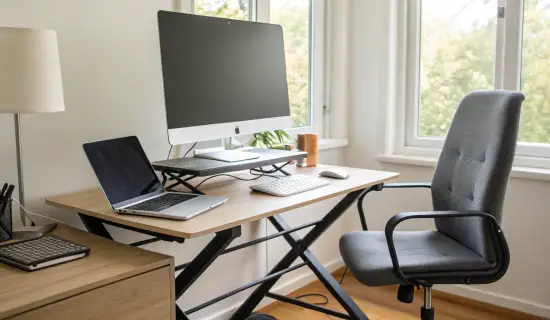 Эргономичное рабочее место с MacBook: подставка, внешняя клавиатура и правильная высота монитора