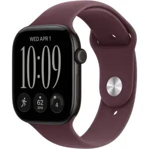 Смарт-часы Apple Watch Series 12, 42 mm, Black Aluminum Case with Burgundy Sport Band S/M