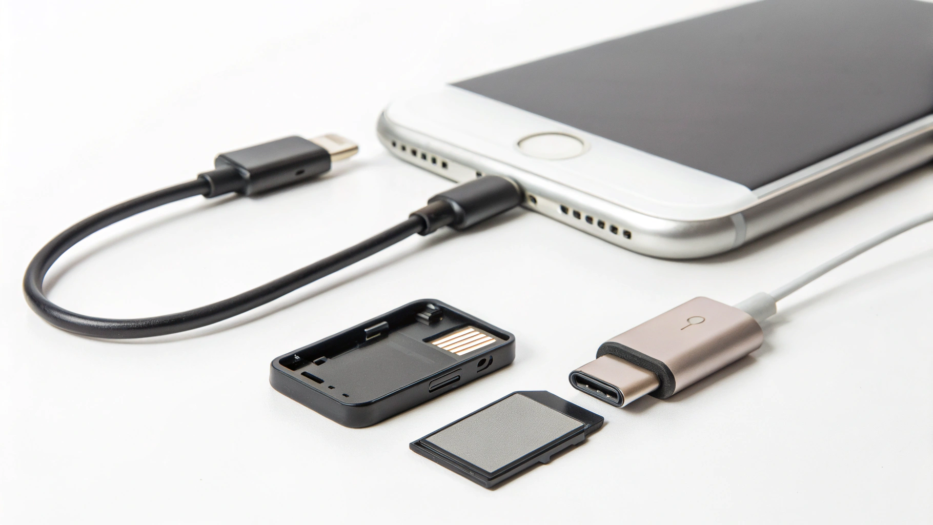 Кардридеры UHS‑II и CFexpress, подключенные к iPhone