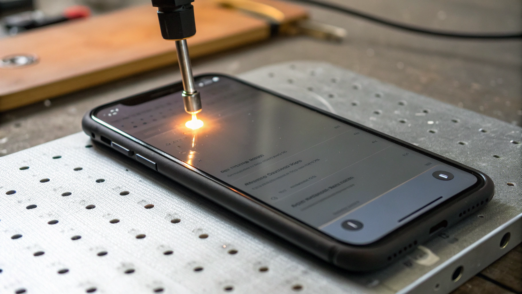 Проверка выгорания OLED на сером тестовом фоне со взглядом на область статус-бара