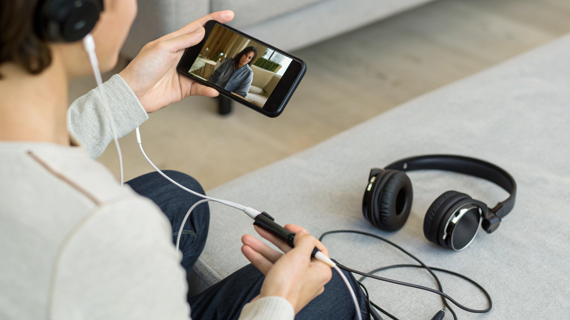 Замер задержки: слоумо‑съёмка тапа по экрану и звук в наушниках