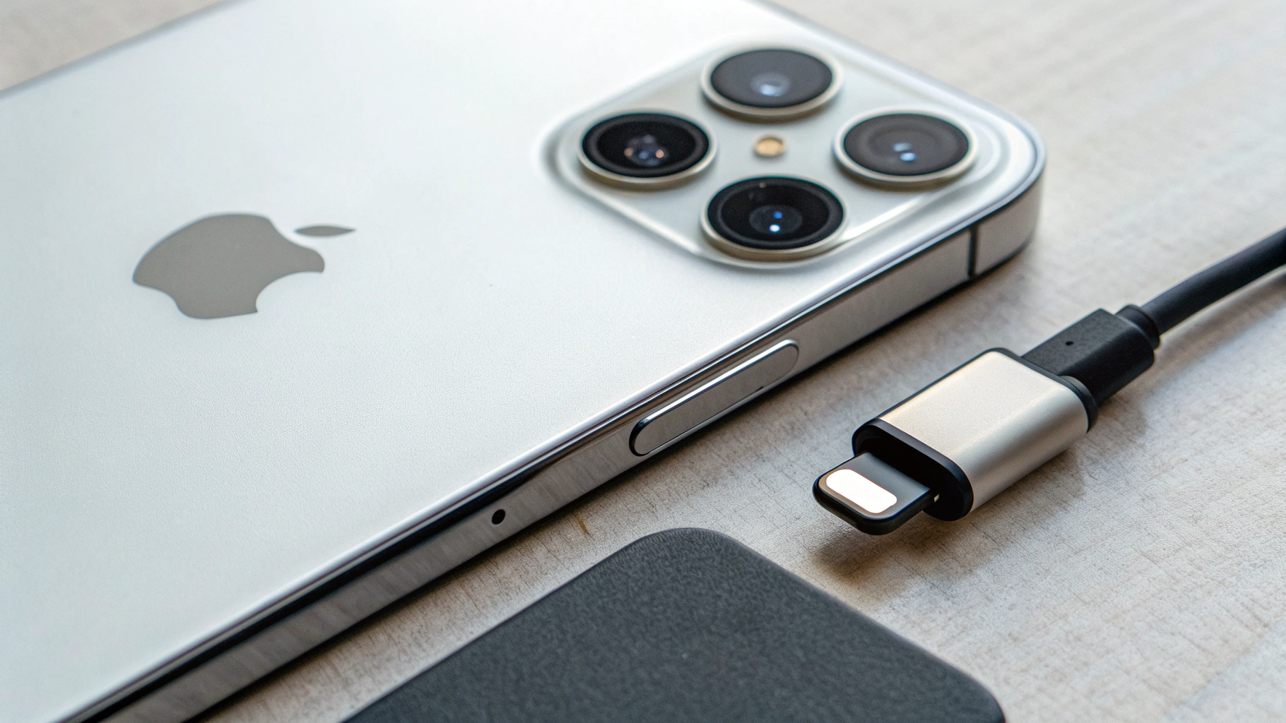 Интерфейс камеры iPhone с переключателями ProRAW и ProRes и подключенным SSD