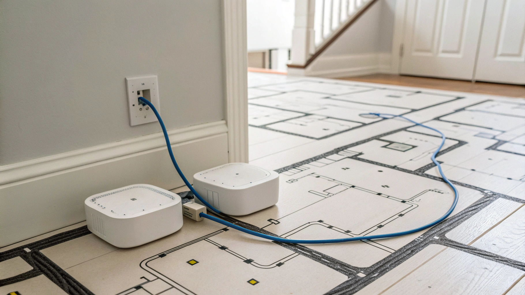 Схема размещения узлов Mesh с проводным backhaul в доме