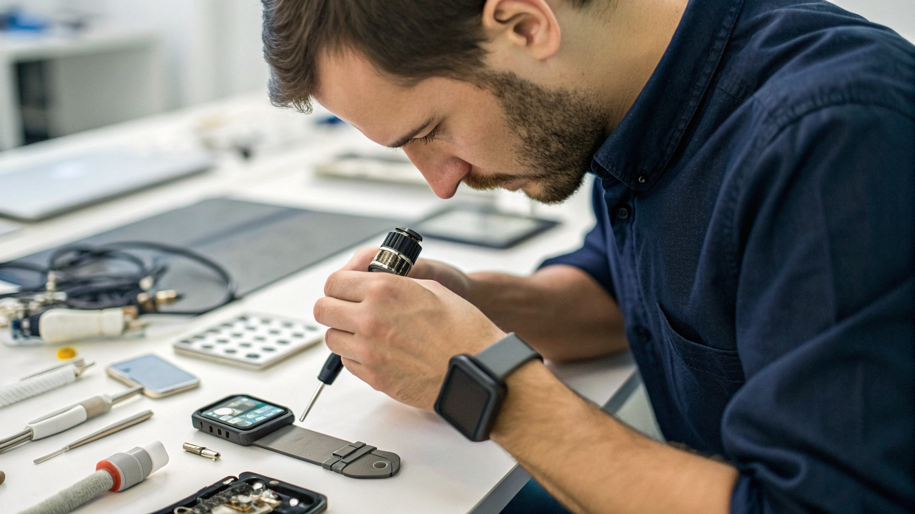 Диагностика Apple Watch в сервисном центре перед заменой батареи