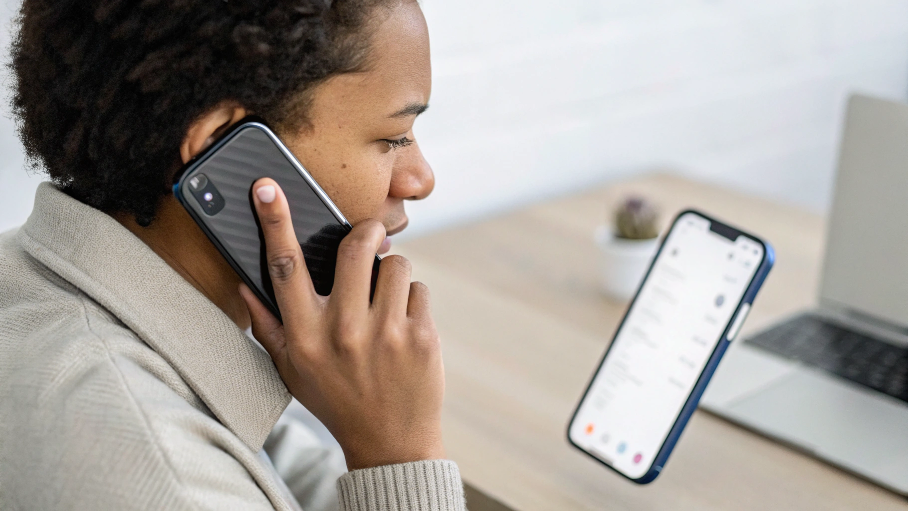 Звонок оператору связи для блокировки eSIM и экран настроек eSIM на iPhone