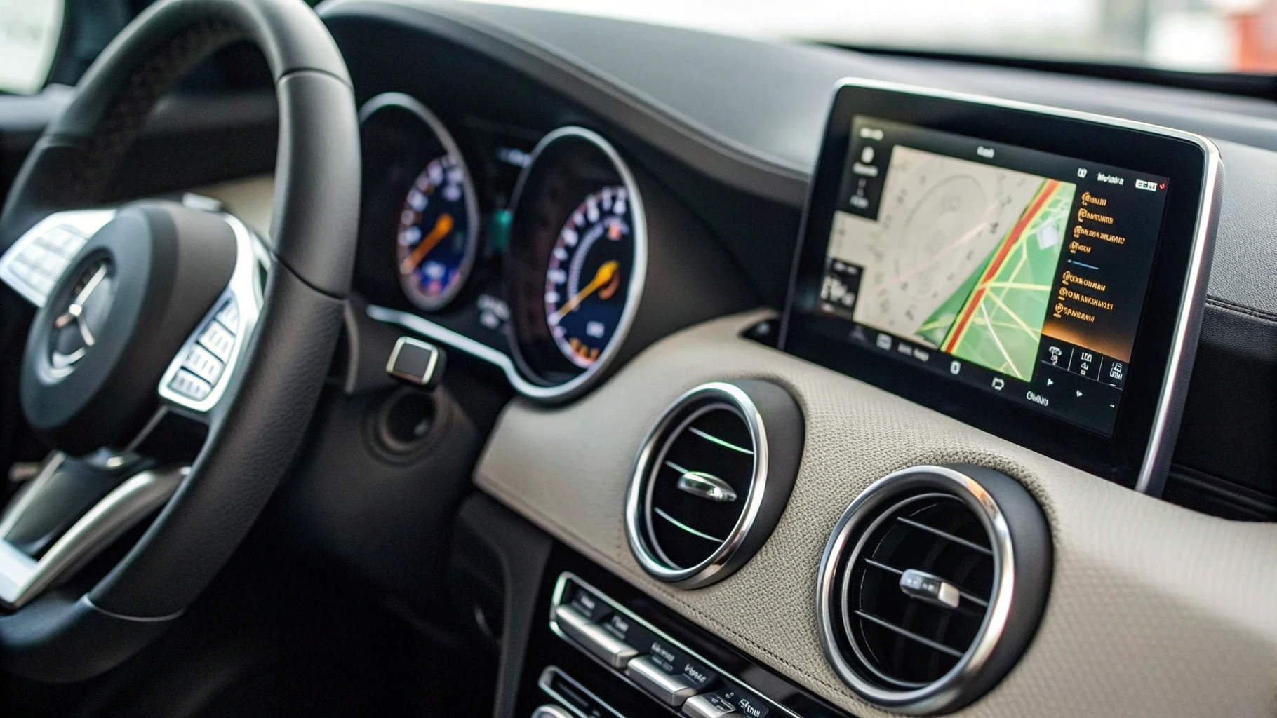 Приборная панель и центральный дисплей с навигацией и медиаплеером CarPlay 2.0