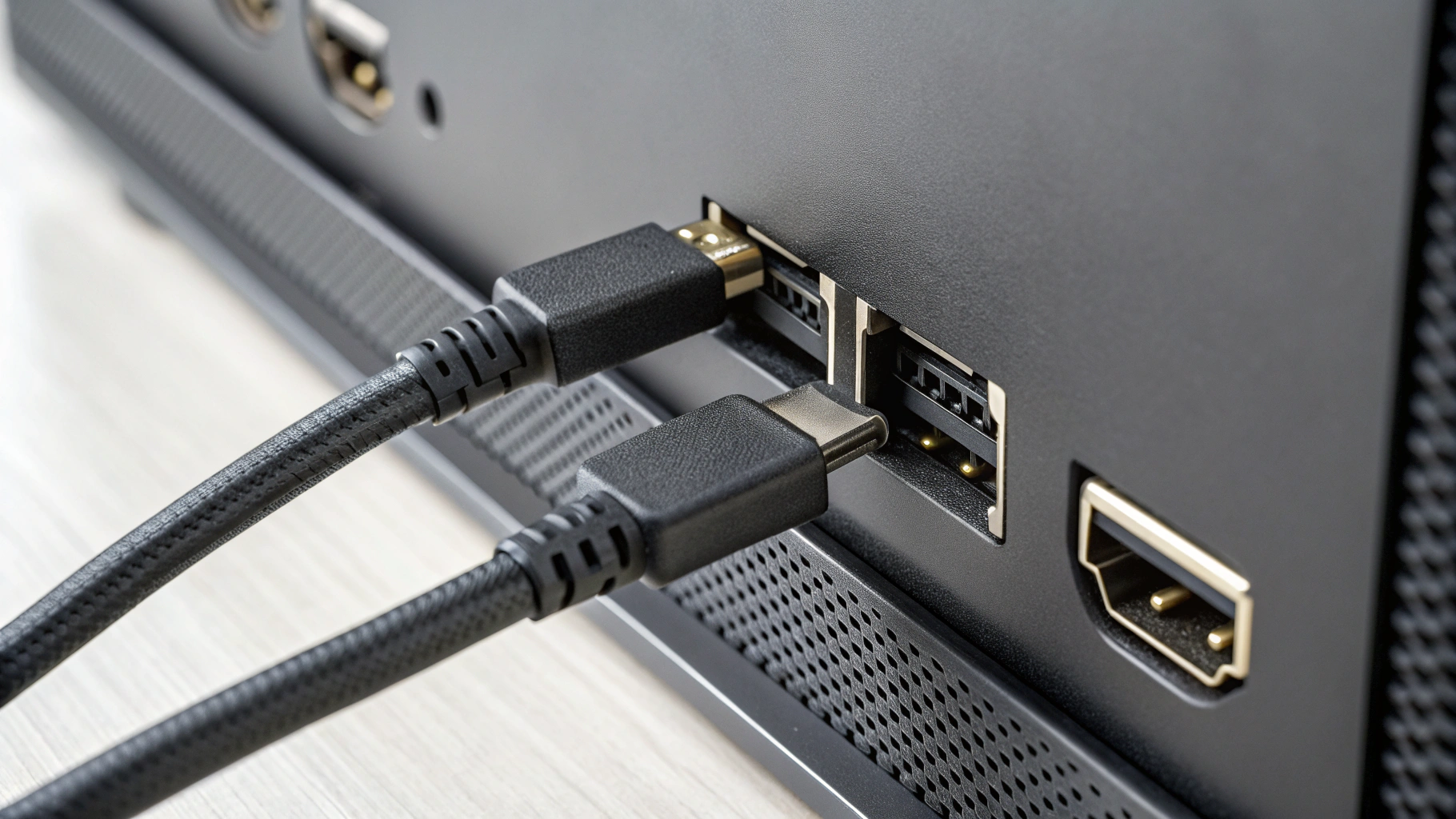 Порты HDMI 2.1 на телевизоре и кабель Ultra High Speed HDMI