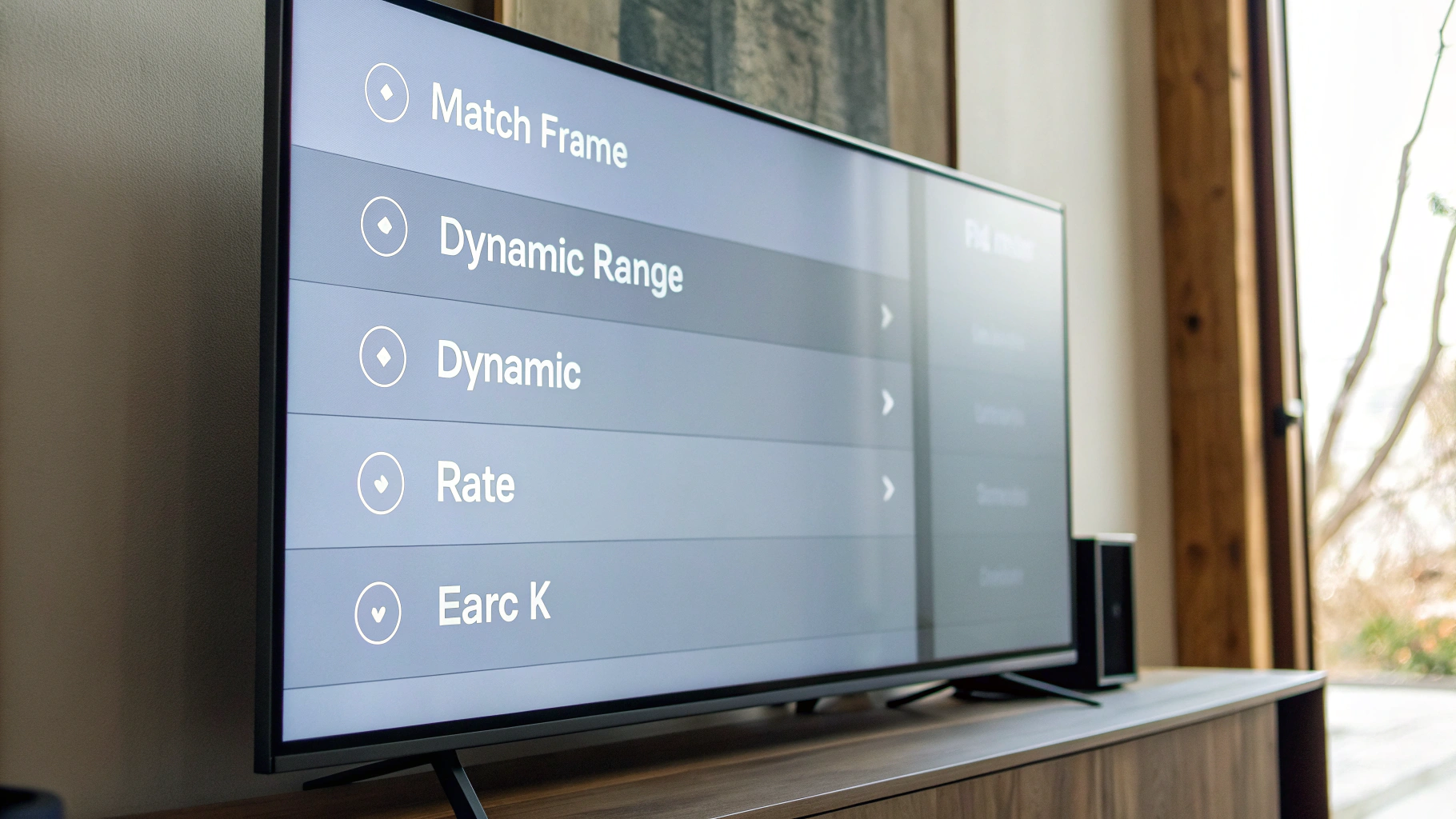 Меню настроек ТВ и Apple TV с параметрами Match Content, eARC и 4K SDR