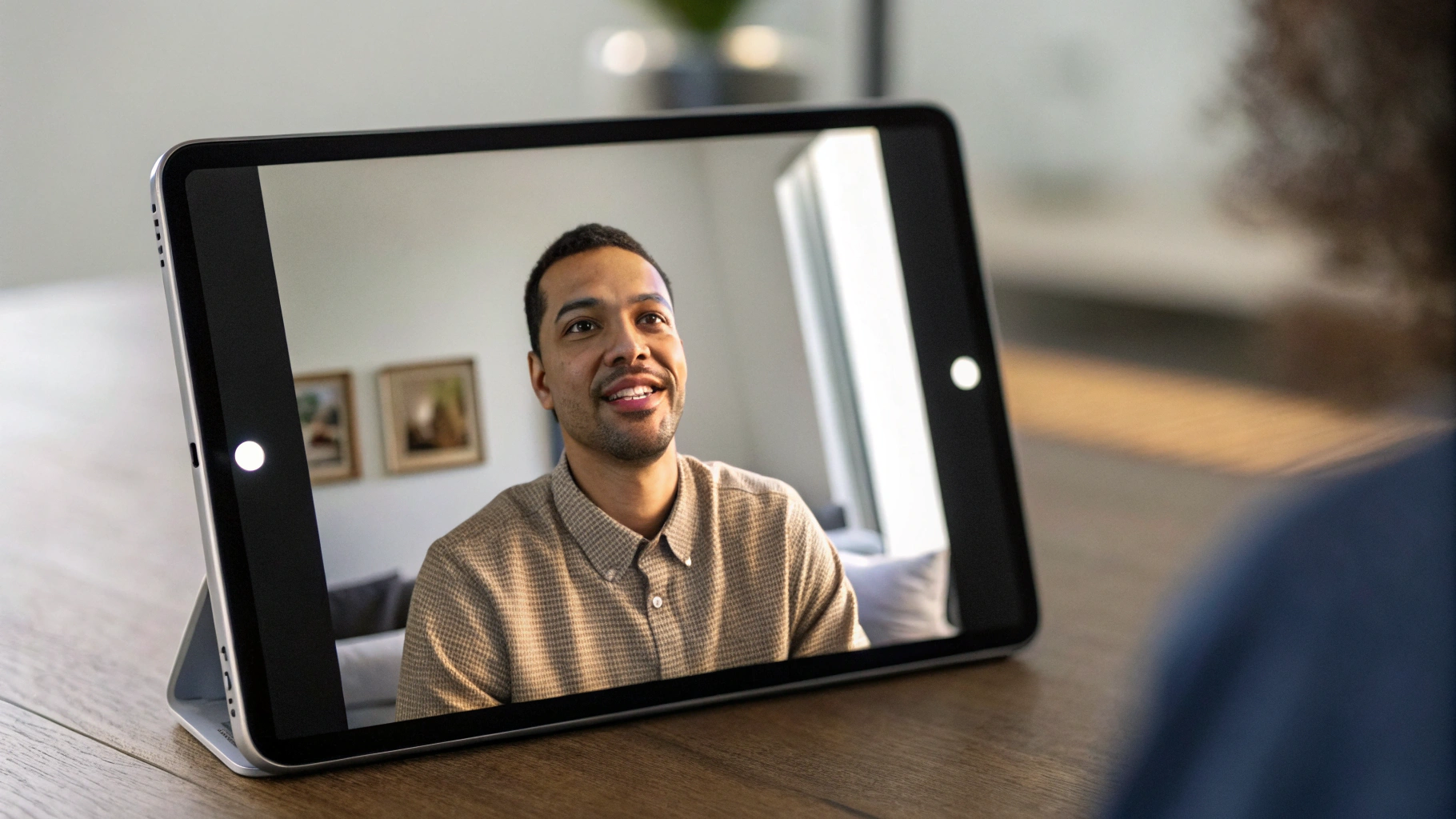 Концепт iPad mini 7 с фронтальной камерой на длинной стороне во время видеозвонка