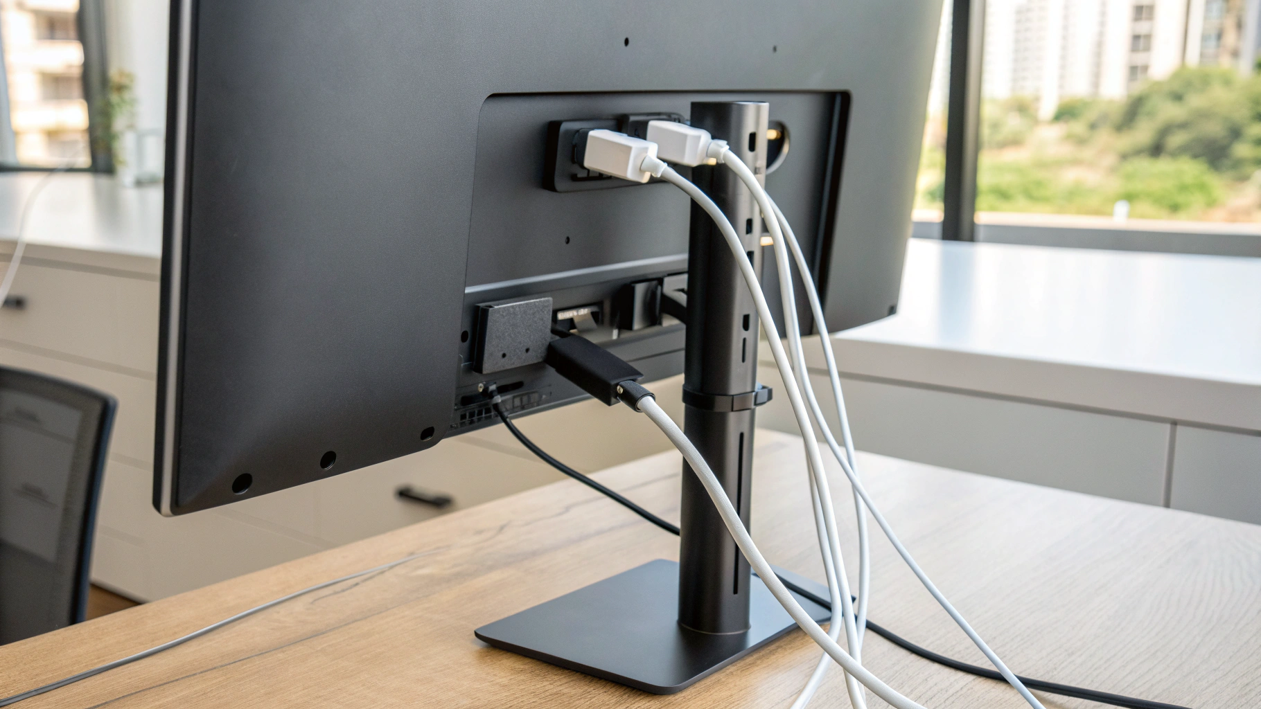 Кабель-менеджмент и док-станция на кронштейне монитора