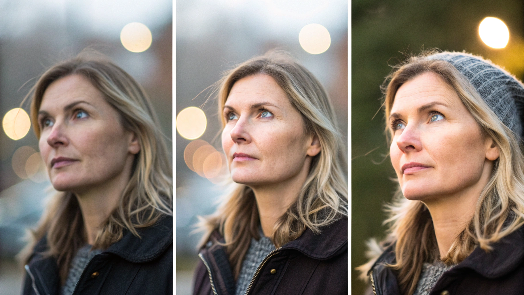 Сравнение портрета на 1×, 2× и 3×: перспектива лица и характер боке