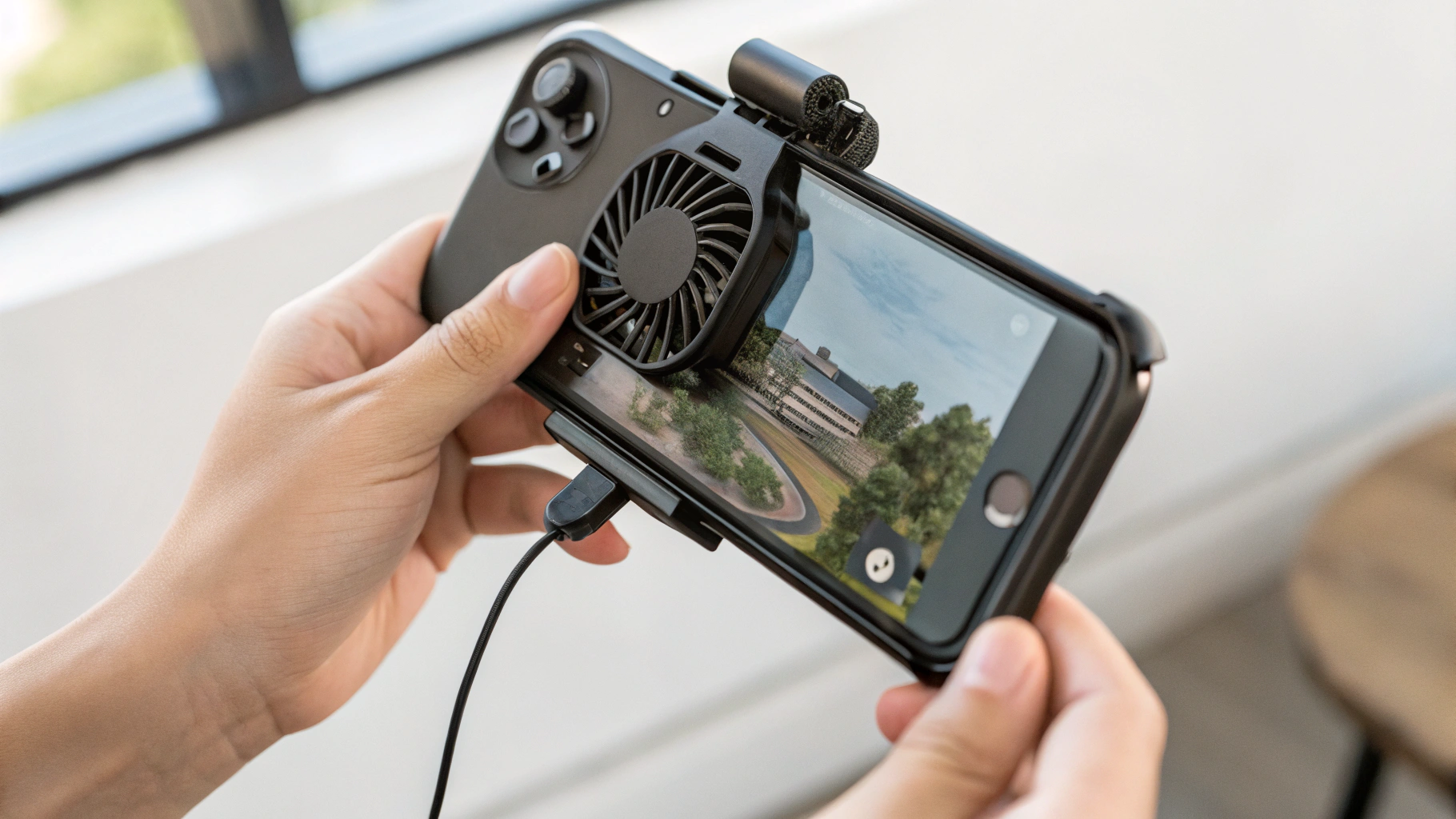 Внешний кулер на iPhone во время долгой игровой сессии