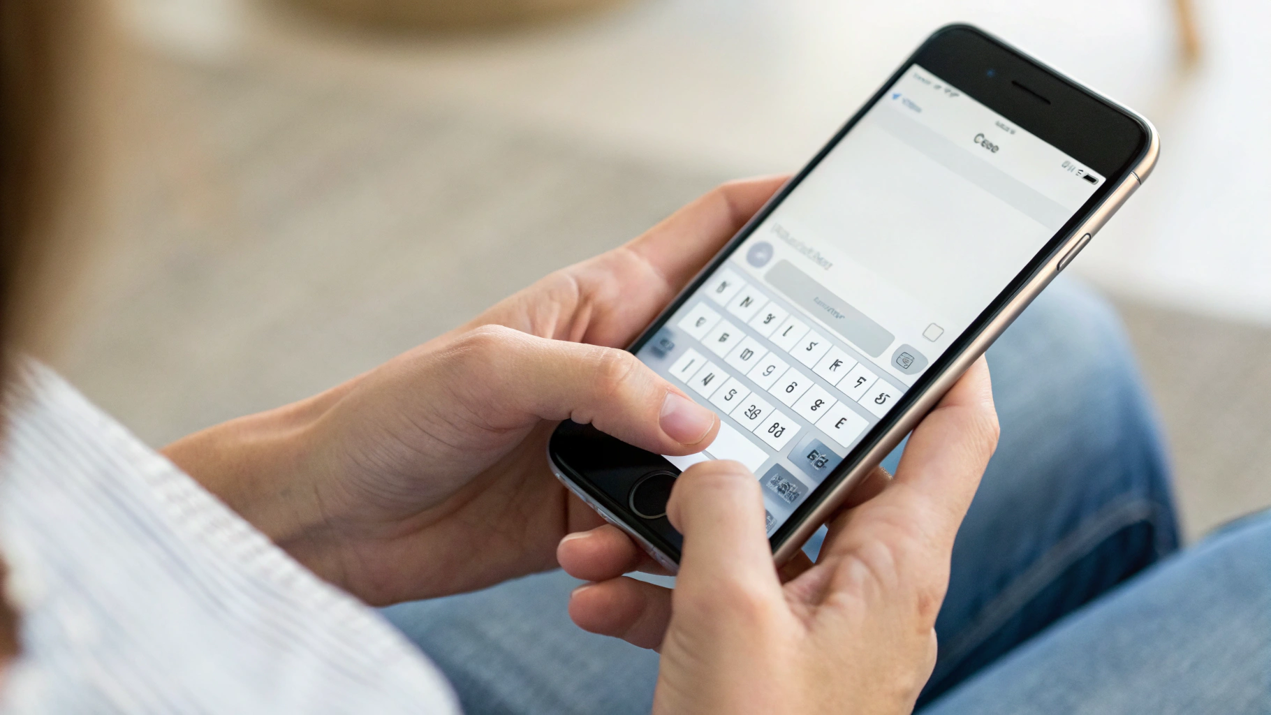 Набор текста одним большим пальцем на экране iPhone