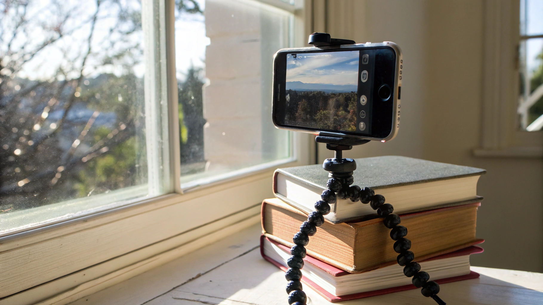 AE/AF Lock при съёмке таймлапса с опорой на книги у окна