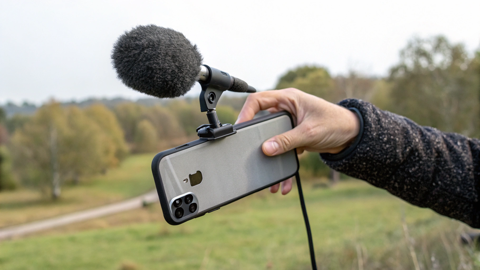 Приём «ладонь‑козырёк» для защиты микрофонов от ветра при съёмке