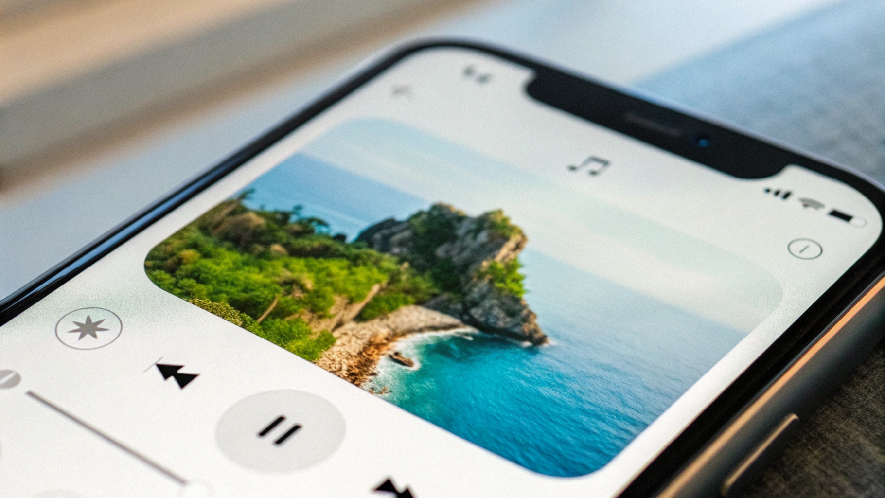 Детальный вид Dynamic Island с музыкой и таймером