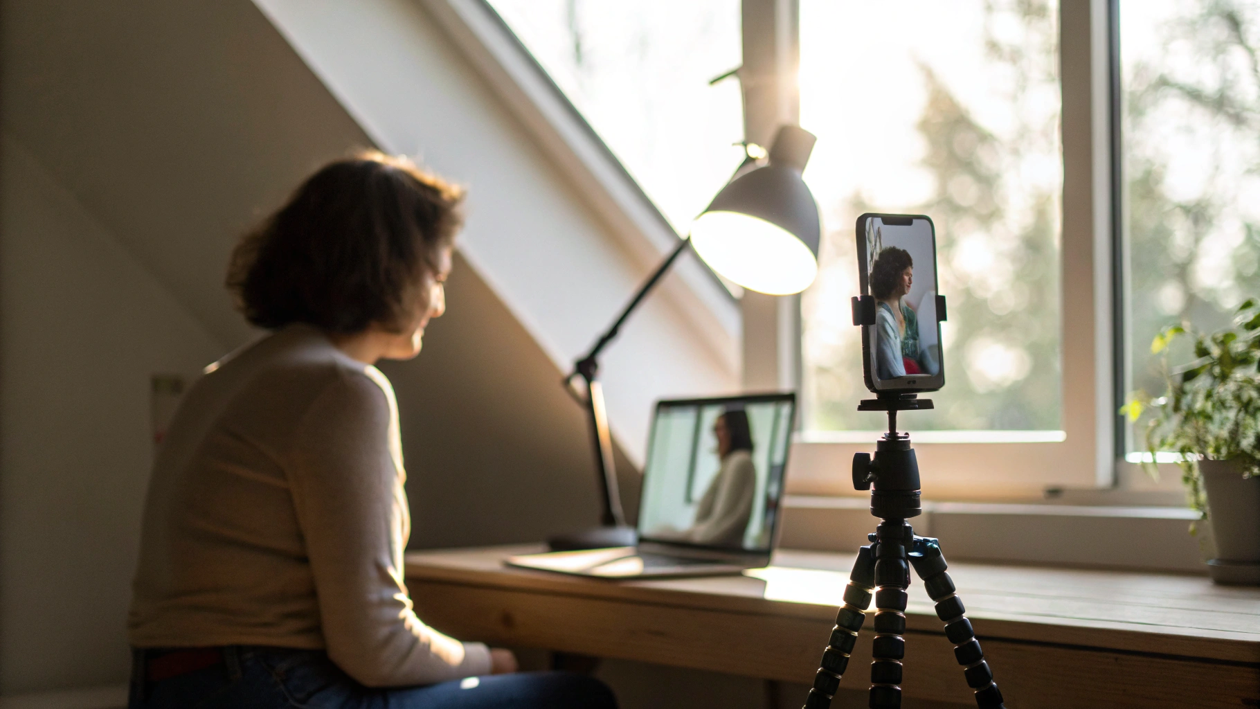 Схема света от окна и заполняющей лампы для видеозвонка на iPhone