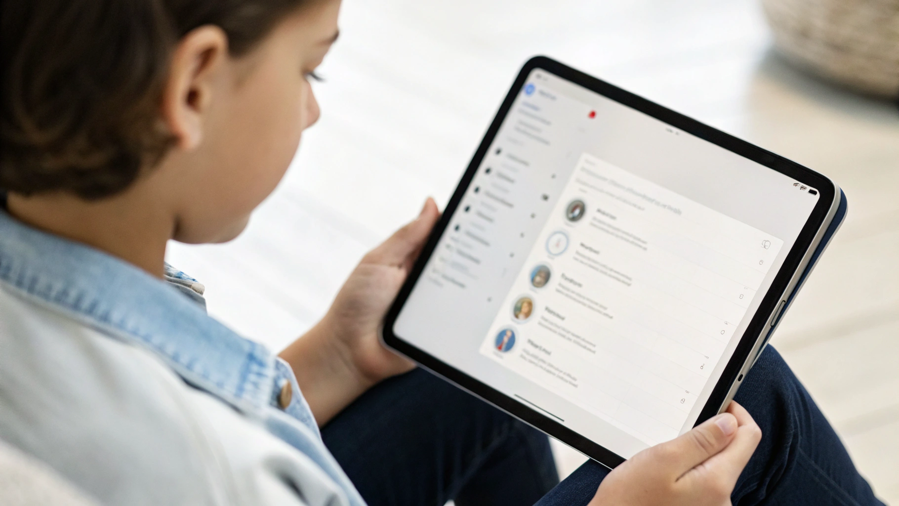 Экран iPad с ограничениями Экранного времени в iPadOS 18 для школьника