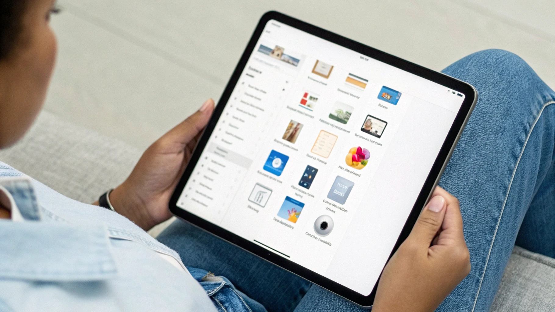 iPad ученика с офлайн-учебниками в приложениях Книги и Файлы, папки по предметам