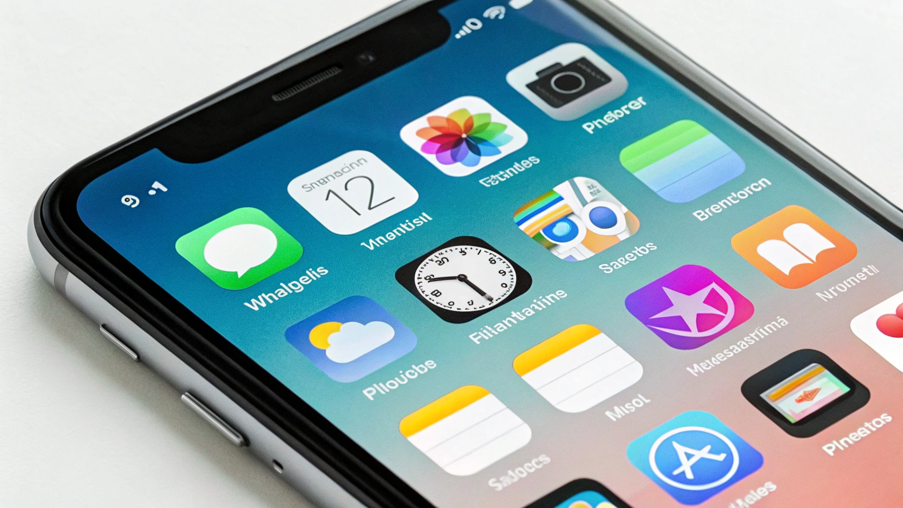 Главный экран iPhone с крупными виджетами Контакт, Погода, Батарея и Лупа