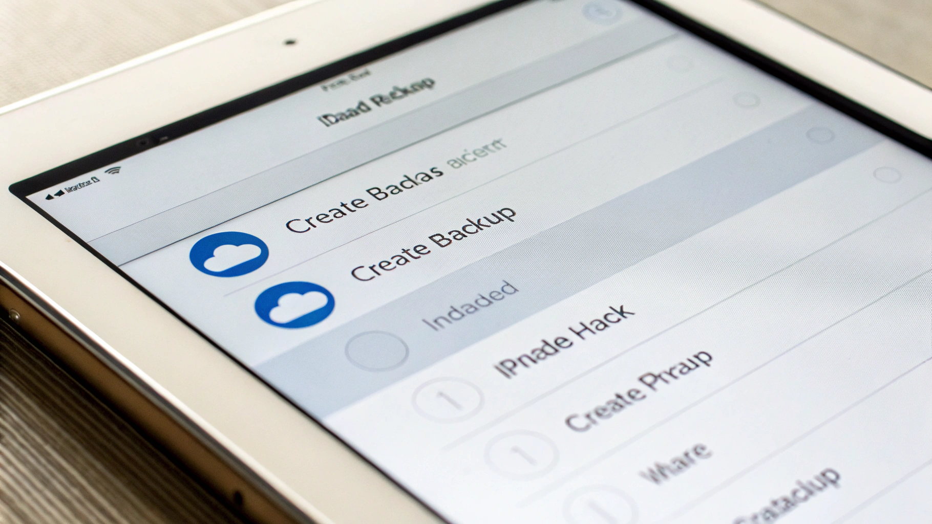 Экран настроек iCloud на iPad с включенной резервной копией