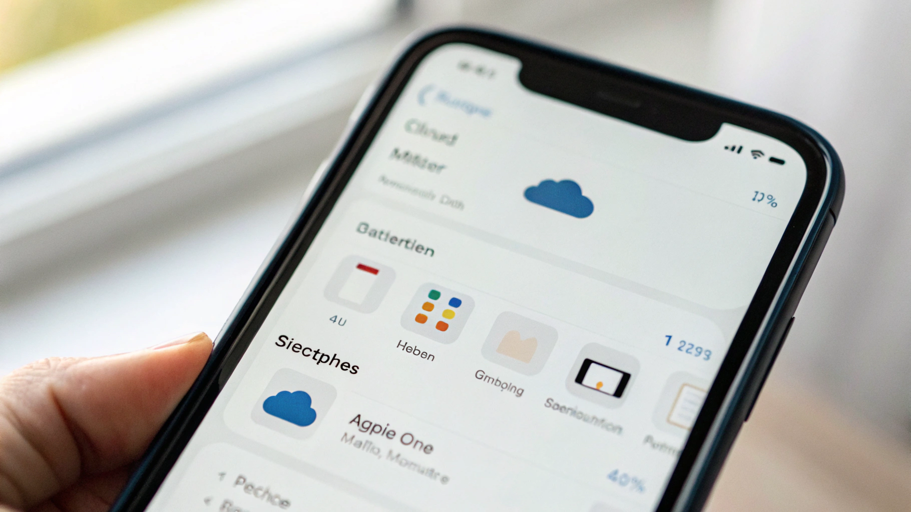 Экран iPhone с вариантами Apple One и индикатором хранилища iCloud+