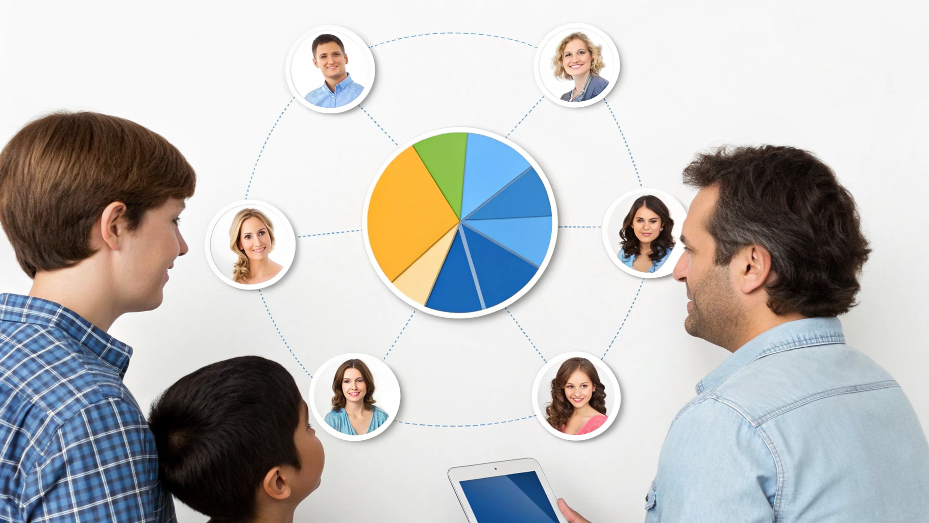 Схема Семейного доступа с общим хранилищем iCloud+ для шести пользователей