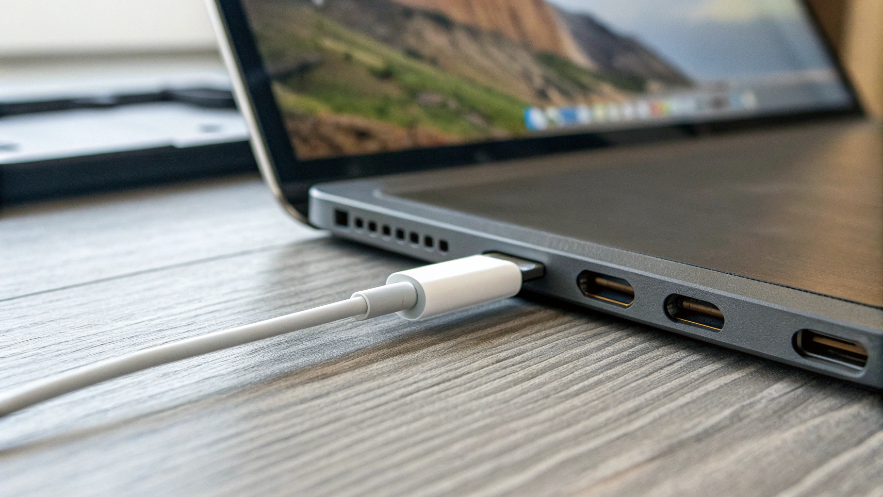 Одним кабелем: USB‑C от монитора к iPad Pro M4 и хаб‑порты на задней панели