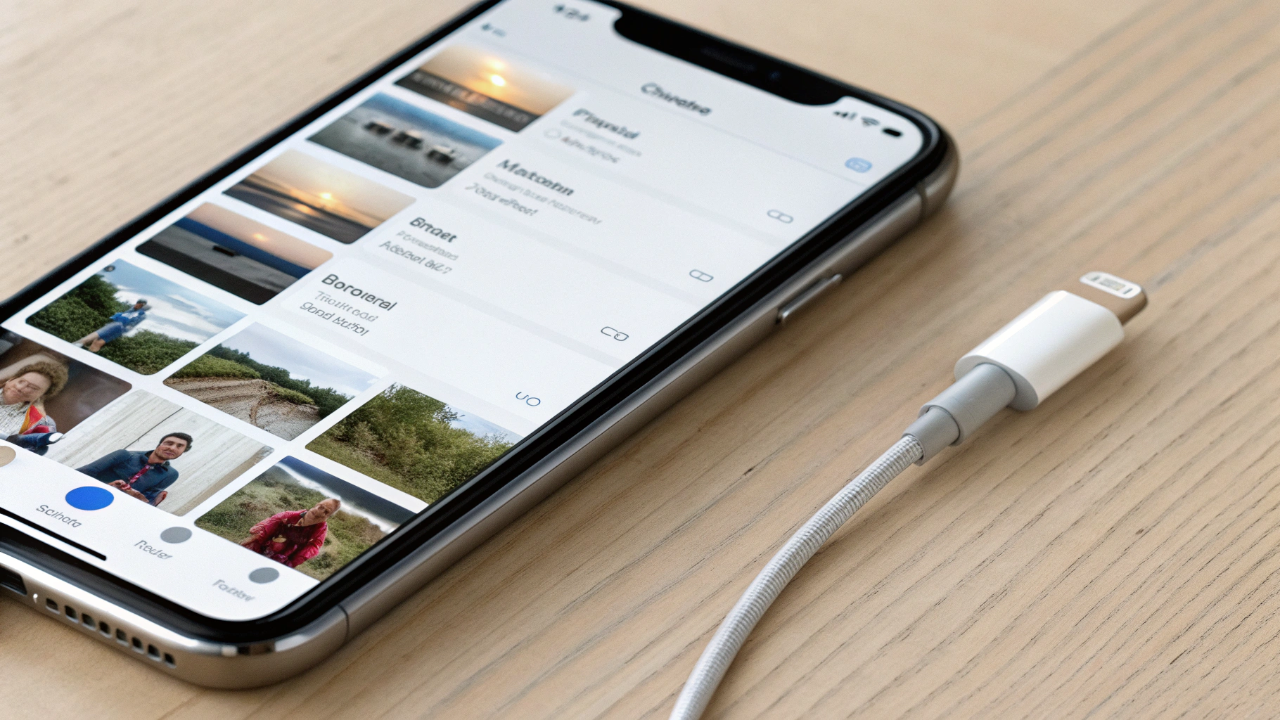 Экран Samsung со списком категорий Smart Switch при переносе по кабелю