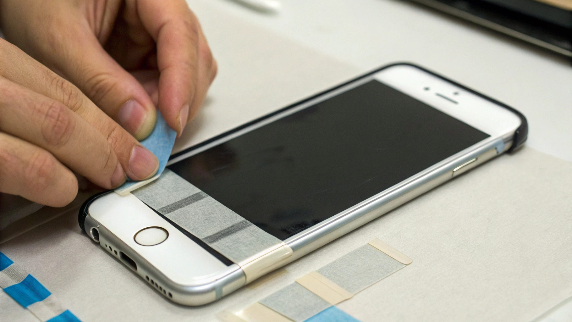 Метод петель из малярного скотча для точного выравнивания плёнки