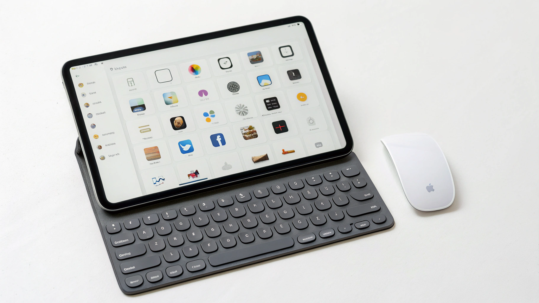 Шпаргалка по сочетаниям клавиш и жестам трекпада для iPadOS рядом с iPad и клавиатурой