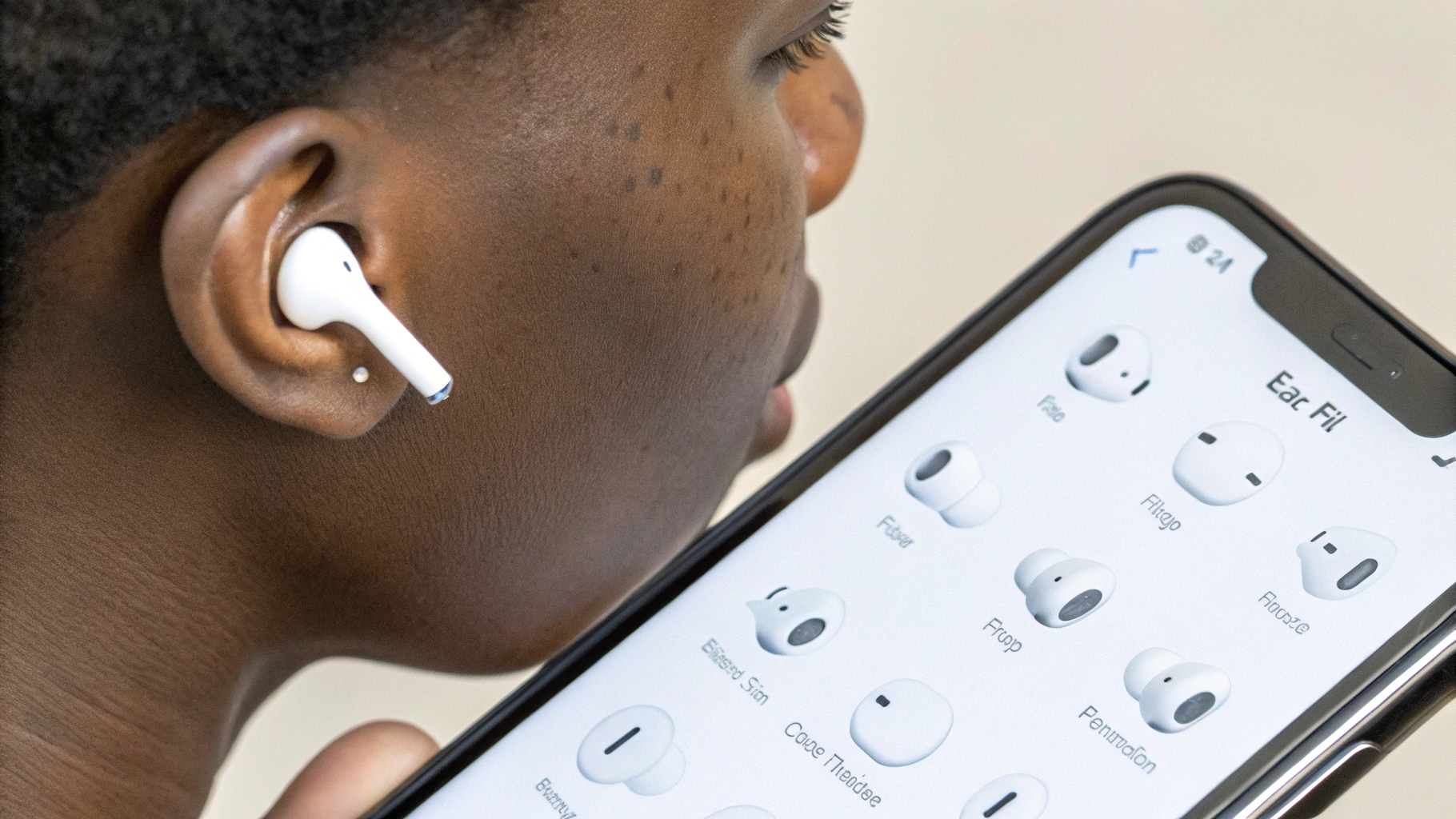 Тест подбора амбушюр AirPods Pro в настройках iPhone