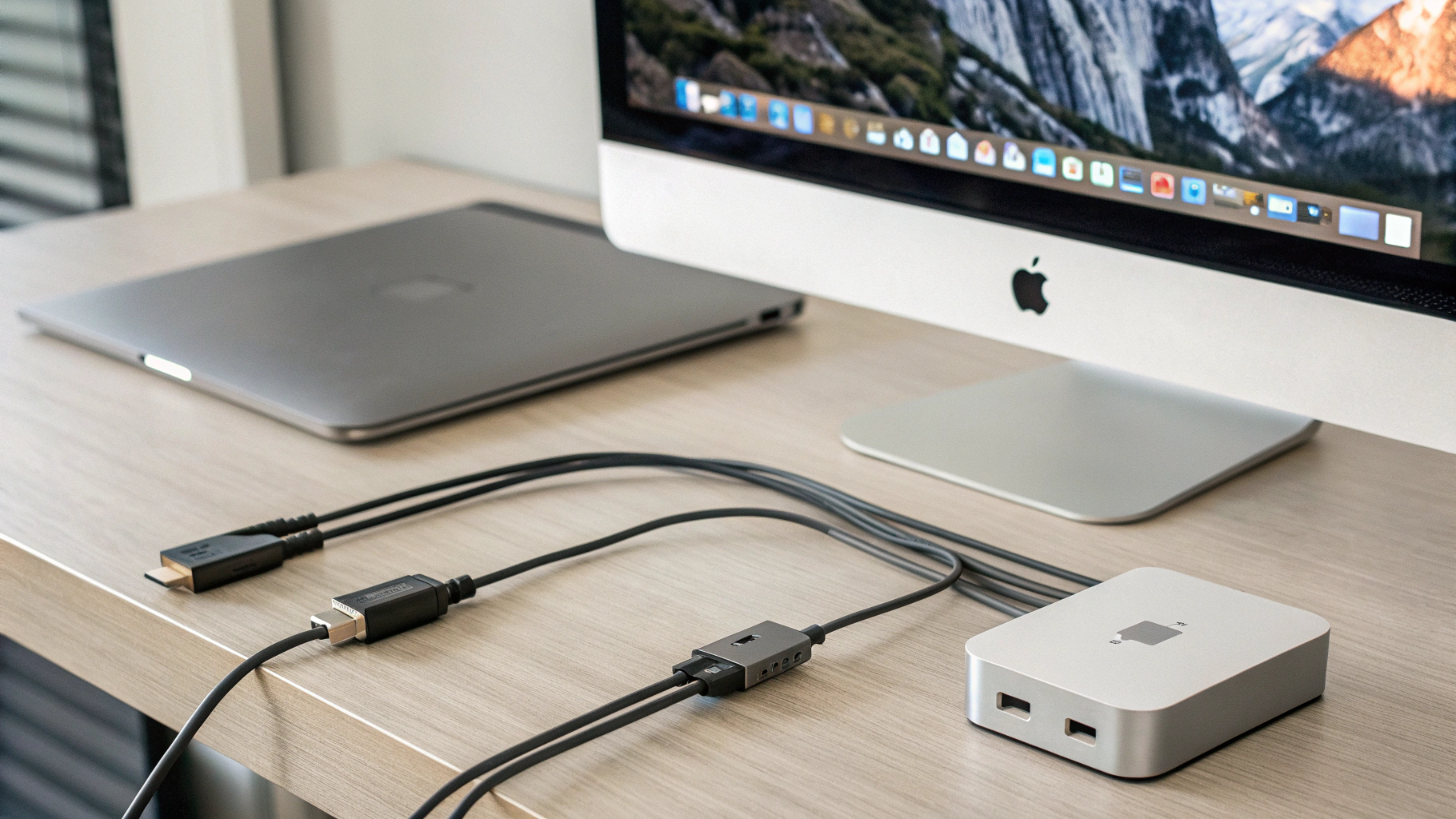 Кабели DisplayPort и HDMI для подключения 4K‑монитора к Mac mini