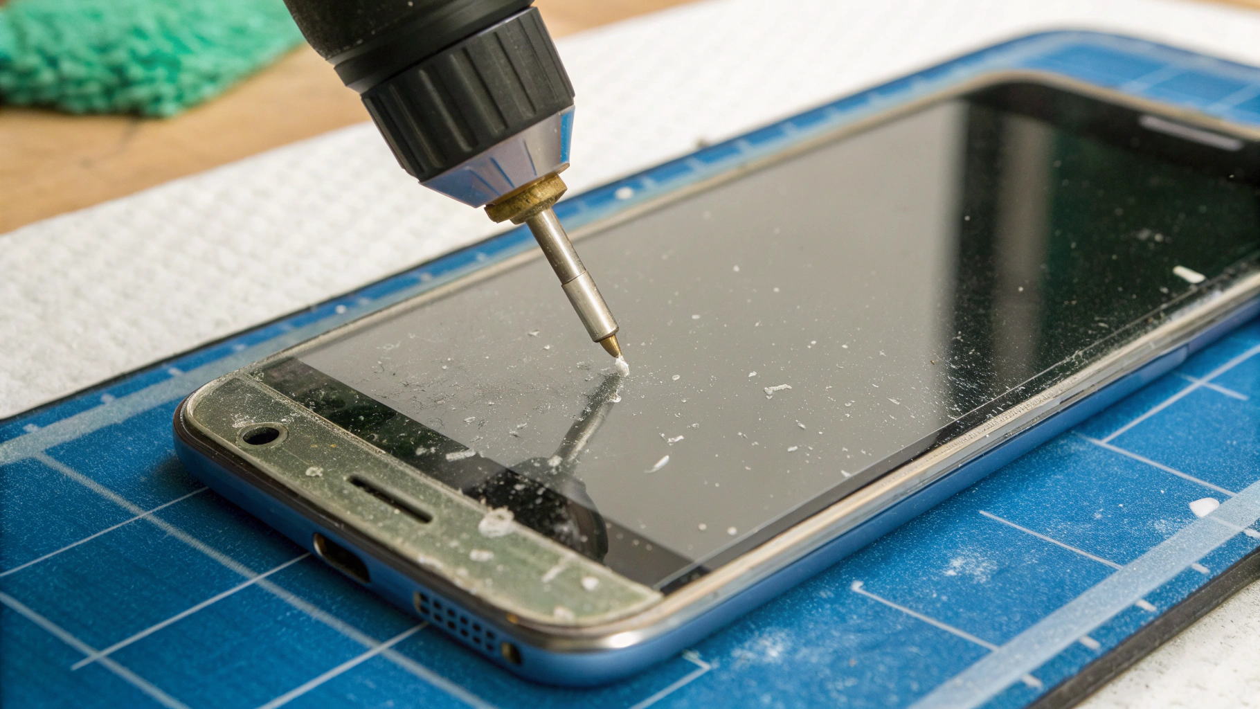 Наклейка защитного стекла на Galaxy S25 без пыли и пузырей