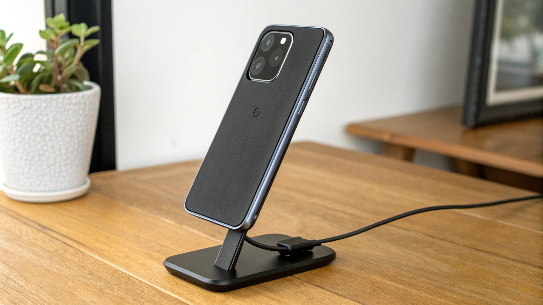 Магнитная Qi2-подставка заряжает Galaxy S25 в тонком чехле