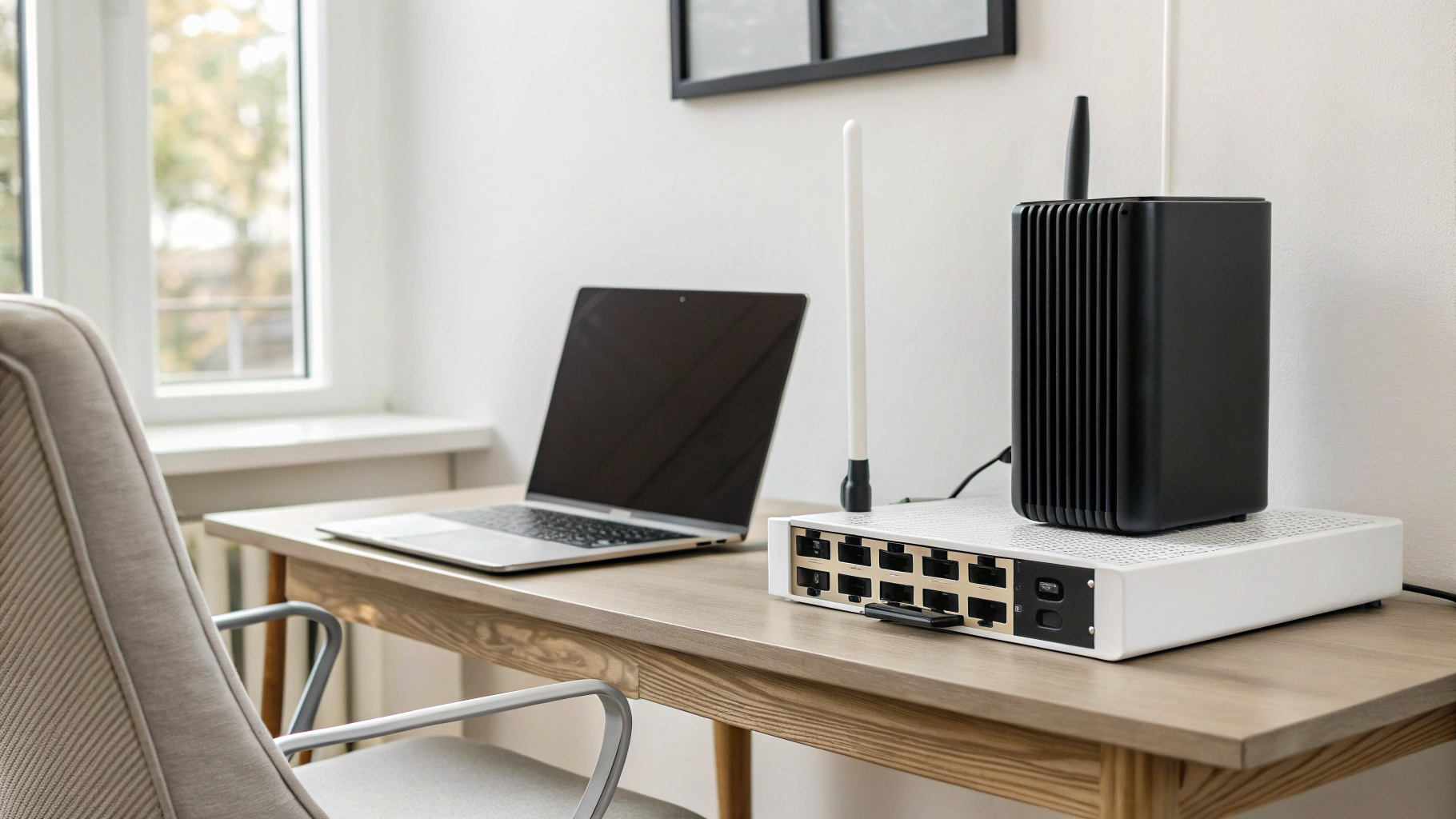 Рабочее место: Mac, NAS и роутер Wi‑Fi 7 с портами 2.5G/10G