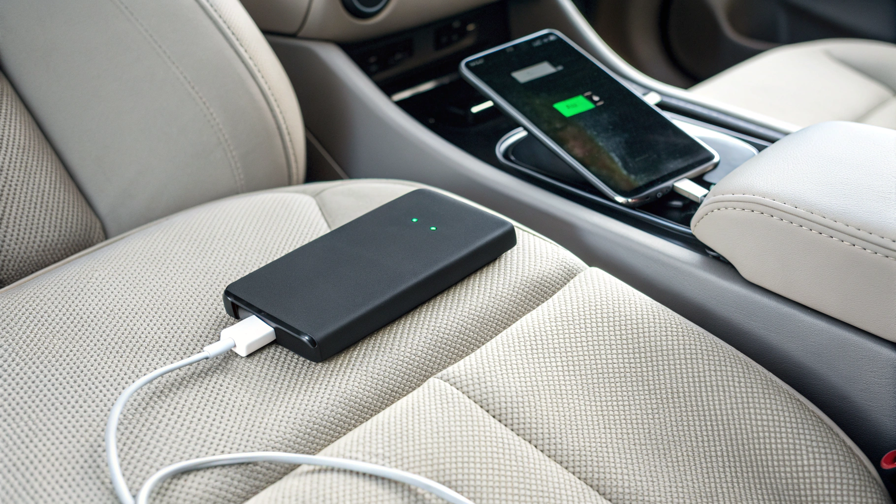 Повербанк питает Android как точку доступа в машине