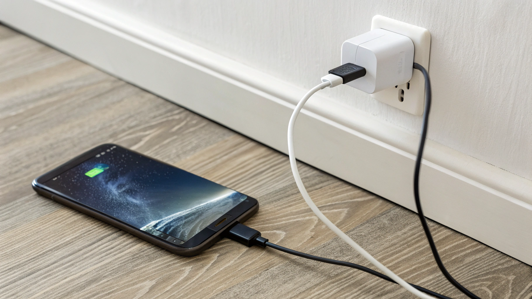 Galaxy S25+ на зарядке с отображением быстрого роста процента