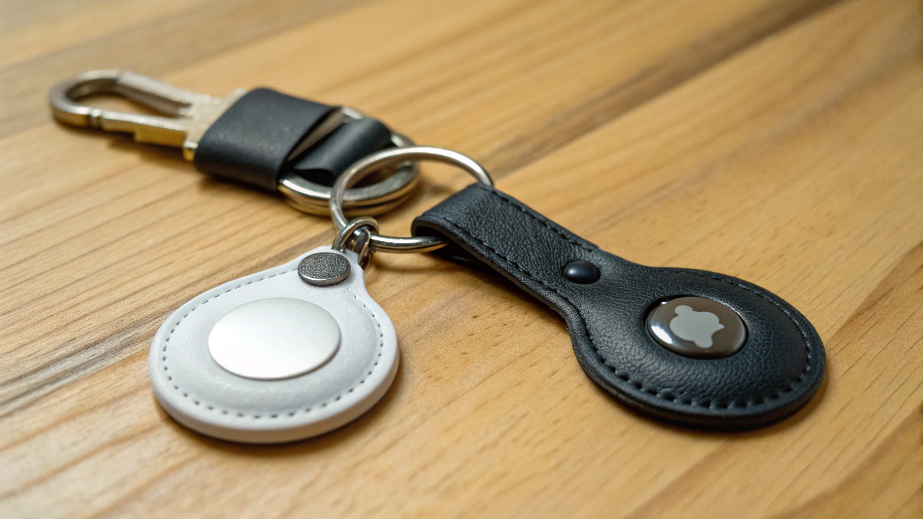 AirTag и SmartTag2 на связке ключей крупным планом