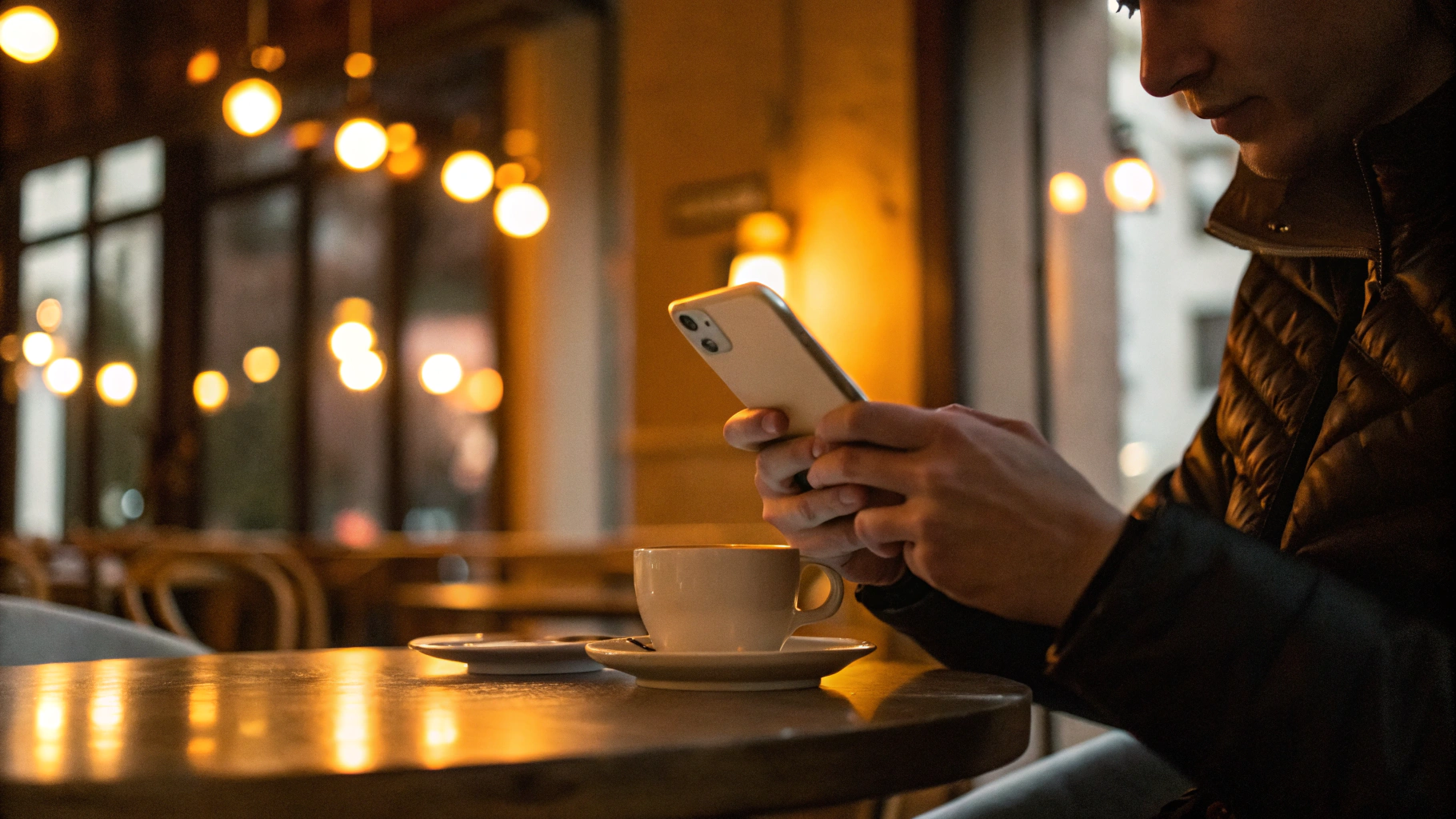 Коррекция желтизны кожи в кафе с помощью Теплоты в Стилях фото на iPhone