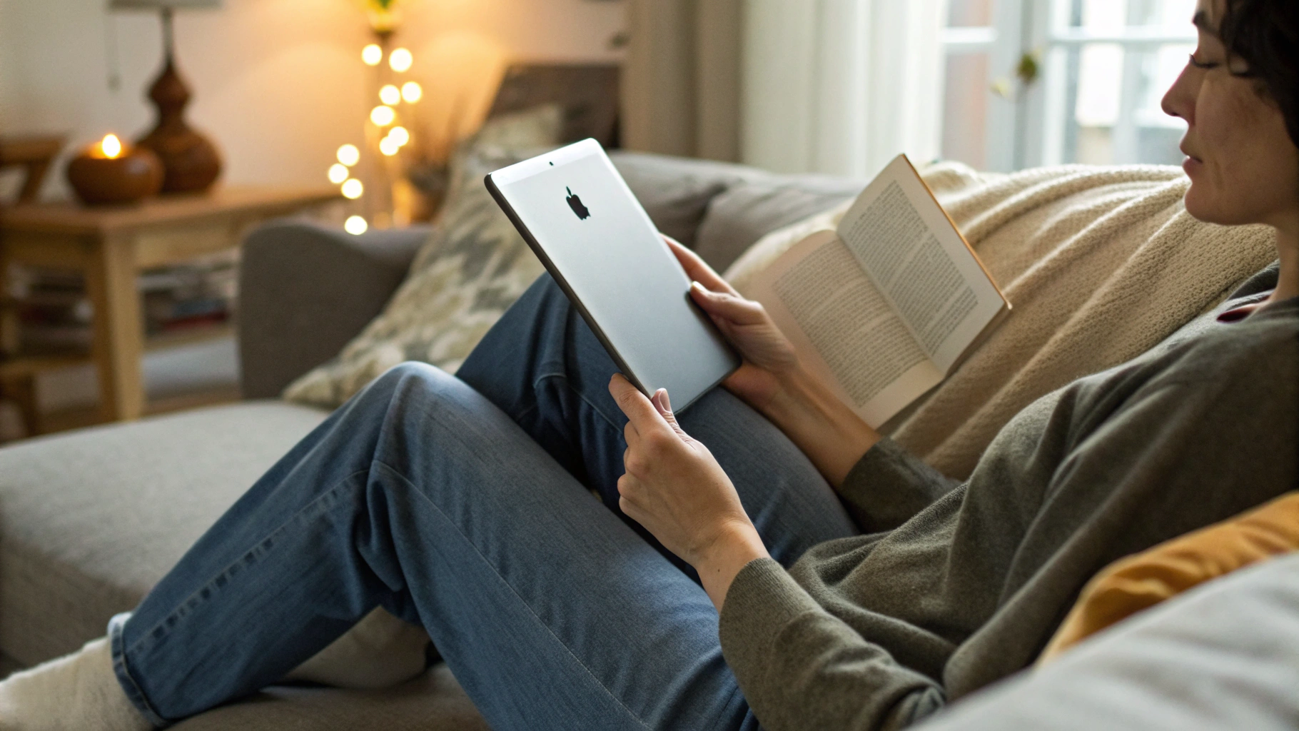 Чтение манги на 11″ iPad на диване