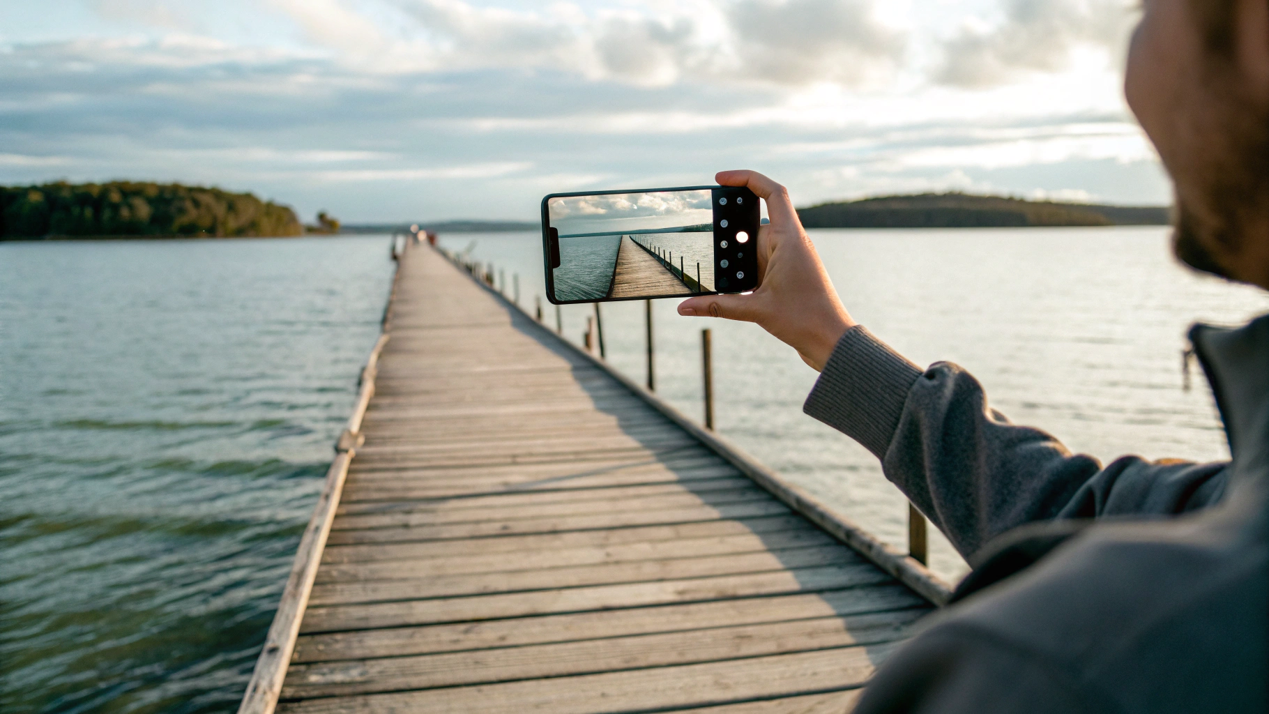 Съемка видео с рук на набережной с дальним зумом на Galaxy S25 Ultra