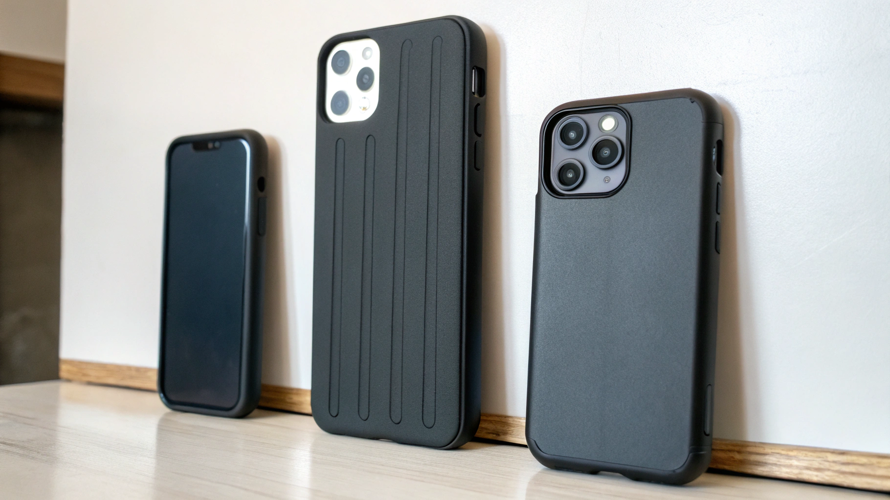 Сравнение тонкого, среднего и увеличенного чехлов‑батарей по толщине и весу